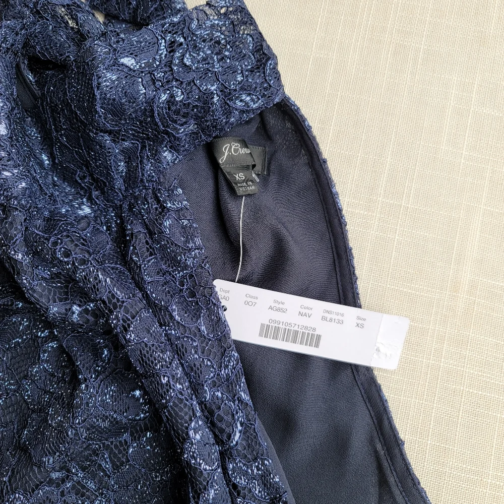 New! J CREW sz XS X-Small Halter Top Navy Blue Metallic NWT